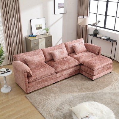 Mocamel  112" Oversized Modular Sofa, L-Shaped Cloud Couch with Ottoman & Memory Foam