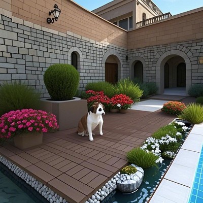 44 Pcs H Style 12" Patio Deck Tiles, DIY interlocking, for indoor and outdoor use like porch, poolside, balcony, backyard.