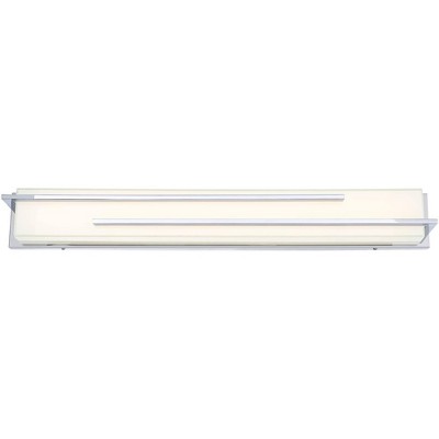 Possini Euro Design Jada Modern Wall Light Chrome Hardwire 33 3/4" Light Bar LED Fixture White Glass for Bedroom Bathroom Vanity Reading Living Room