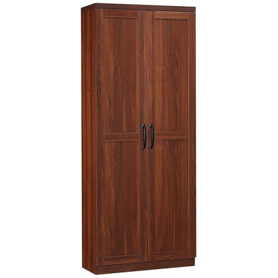 Yukimo 63" 2-Door Kitchen Pantry Storage Cabinet, 5-Tier Shelving with 2 Adjustable Shelves, Brown