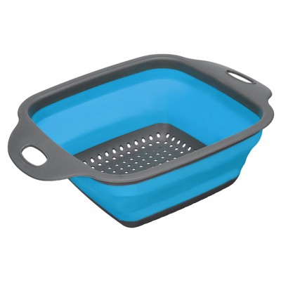 Unique Bargains Collapsible Colander Silicone Square Foldable Strainer Space Saving