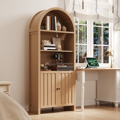 Bella Depot 71" Tall Farmhouse Arched Bookshelf with Storage Cabinet