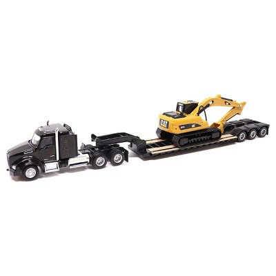 Diecast Masters 1/87 Kenworth T880s SBFS 40in Sleeper Tandem Tractor w/ Lowboy & Caterpillar 320D L Hydraulic Excavator 84420