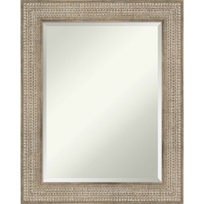 24" x 30" Beveled Trellis Silver Wood Wall Mirror - Amanti Art: Modern Rectangular, No Assembly Required