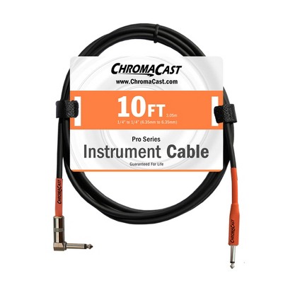 ChromaCast Pro Series Instrument Cable, Straight - Angle, Sunset Orange, 10 feet