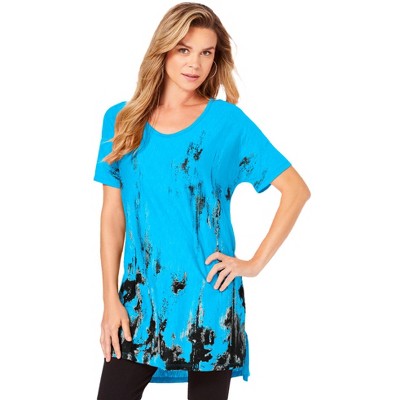 Roaman's Plus Size Printed Slub Tunic Top