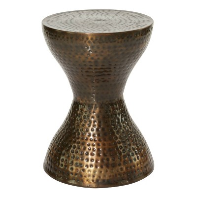 Modern Hourglass Hammered Metal Accent Table - Olivia & May