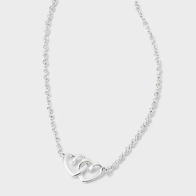 Silver Plated Double Open Heart - Silver