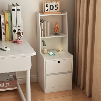 KTMBDW Nightstand End Table - Night Stand Bedside Table with Type-C Charging Station,2 Drawers Storage - Boho Night Stands for Bedroom