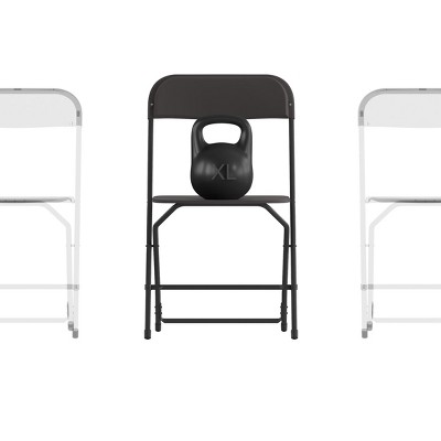 Emma and Oliver 4 Pack of All-Weather, Extra Wide Contoured Plastic Folding Chairs with Metal Frame and 650 lb. Static Weight Capacity