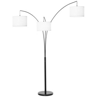 HOMCOM Arc Floor Lamp with 3 Hanging Drum Shape Lampshade, Flexible Steel Pole and Marble Round Base, Black/White