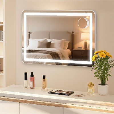 Vanity Mirror with Lights, Lighted Makeup Mirror with Smart Touch, Dimmable 3 Color LED, USB Charging Port