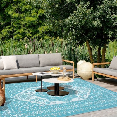 Outdoor Rugs, Reversible Waterproof Patio Rug, Plastic Straw Rug Sun-Resistant RV Mat, Portable Indoor Outdoor Vintage Area Rugs Carpet for Camping