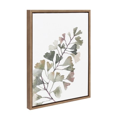 18" x 24" Sylvie Botanical Soft Split Fern Framed Canvas by Sara Berrenson Gold - Kate & Laurel: Decorative Wall Art, Nursery Decor
