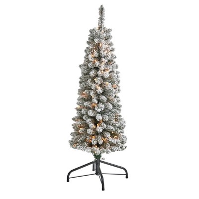 4ft Nearly Natural Pre-Lit Flocked Artificial Christmas Tree Clear Lights