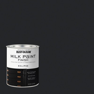 Rust-Oleum 2pk Milk Paint Eclipse Quart: Interior Water-Based Paint & Primer for Wood, Black, 275 Sq Ft Coverage