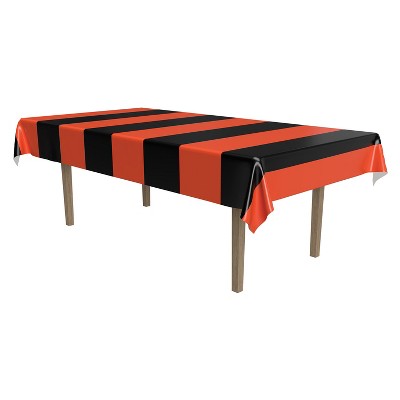 Beistle Orange & Black Stripes Tablecover, 54" x 108", (3/Pkg) Multicolored