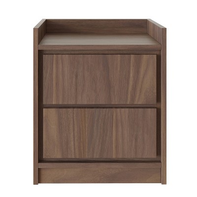 Corsica Swing Door Nightstand Walnut - Eco Dream: Modern Storage Solution, Push-Spring Access, Ideal for Platform Beds
