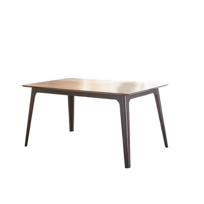 Lifestorey Rory 59" Rectangular Dining Table Walnut/Black : Mid-Century Modern, MDF, Rubberwood Frame, Seats 4