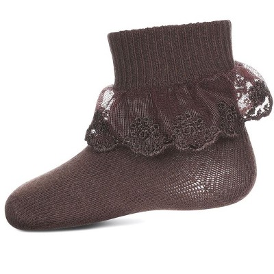 Memoi Classic Lace Girls Ruffle Anklet Socks