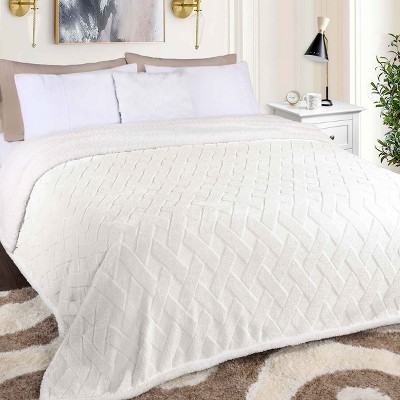 Jacquard Lattice Fleece Plush Reversible Blanket by Blue Nile Mills