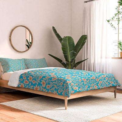 Deny Designs Maritza Lisa Tropical Blooms Pattern Blue Comforter and Sham Set