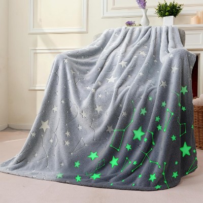 Joyfy Glow in The Dark Blanket 50" x 60" - Ultra Soft & Plush Blanket for Kids Birthday Bedroom Decor, Space Star Gifts for Girls Boys Age 2 3 4 +