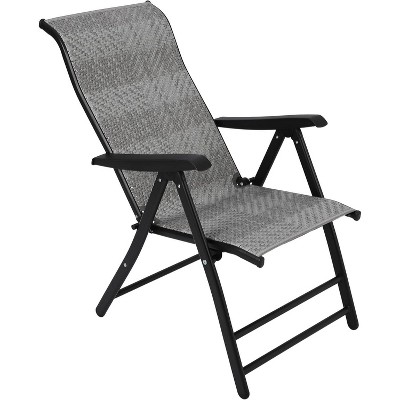 1 Pack Folding Rattan Chaise Lounge Chair , Portable Outdoor Recliner with Wide Armrest, Adjustable Backrest, 330 lb Capacity, Brown