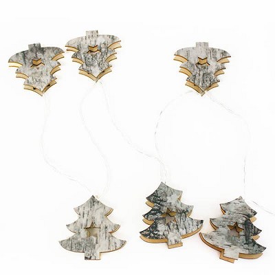 Perfect Holiday 10 LED Battery Operated String Light with Wooden Christmas Tree - Warm White