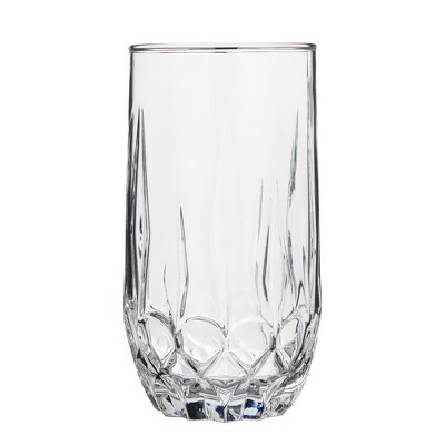 Slickblue 14 oz Cristalline Glass Tumblers – Set of 6 or 12, Bold Neoclassical Floral Pattern, Hot & Cold Drinks
