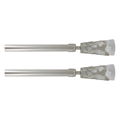 Evideco French Home Goods Adjustable Single Curtain Rod 50"-82" with Crystal-Look Finials and Brackets, Available in Silver or Chrome Finish