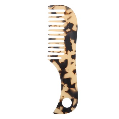Unique Bargains Women's Acetate Wide Tooth Hair Comb Beige Black 1 Pc
