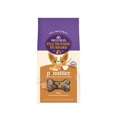 Old Mother Hubbard by Wellness Classic Crunchy P-Nuttier Biscuits Mini Oven Baked with Carrot, Apple and Chicken Flavor Dog Treats