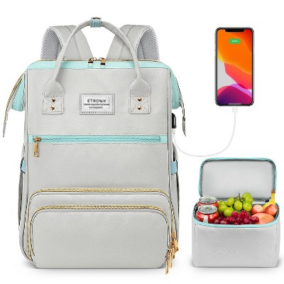 Lunch Backpack, 15 Inch Laptop Backpack with USB Port, Stylish Nurse, Teacher Work School Bag
