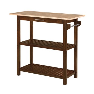 Breighton Home Designs2Go 3 Tier Butcher Block Kitchen Prep Island with Drawer in Espresso/Butcher Block