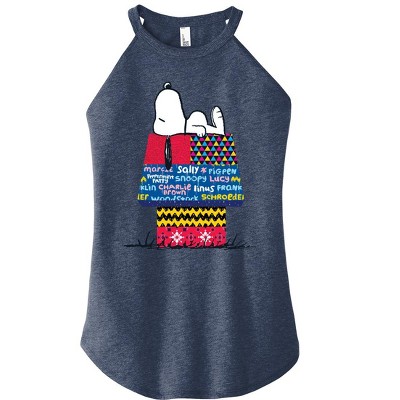 Women's - Peanuts - Snoopy Patchwork Doghouse Graphic High Neck Tank