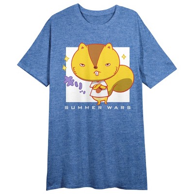 Summer Wars Kari Kenji  Women's Heather Blue Short Sleeve Sleep Shirt