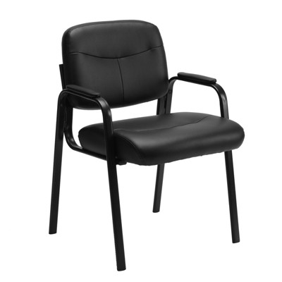 DOMETOUR Black Guest Reception Desk Chairs Without Wheels for Waiting Room, Restaurant, Library, Barber Store