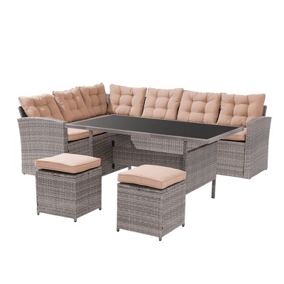 GODEER 5pc Wicker Outdoor Conversation Set