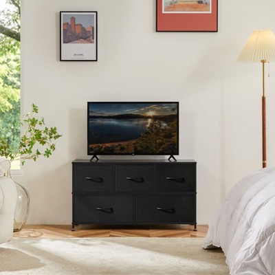 Mr Ironstone 5-Drawer Dresser, Fabric Storage Tower for Bedroom, Hallway, Entryway, Closet, Tall Chest Organizer Unit with Fabric Bins