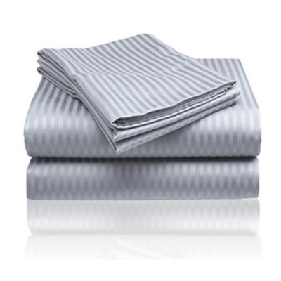 Plazatex Embossed 1800 Series Wrinkle Resistant Stripe All Season Bed Sheet Set, Gray