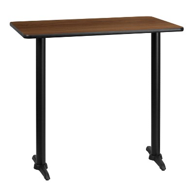 Emma and Oliver 30"x42" Walnut Laminate Bar Table Top-5"x22" Bases