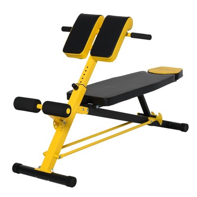 Soozier Adjustable Hyper Extension Dumbbell Weight Bench, Foam Leg Holders, Exercise Abs, Arms, Core, Strength Workout Station for Home Gym