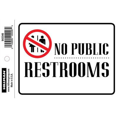 Hillman English White Restroom Sign 4 in. H X 6 in. W - Case of 6