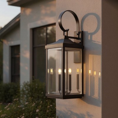 Urban Ambiance Luxury Transitional Outdoor Wall Sconce 30.625''H x 9.5''W,  Midnight Black Finish,  Calderdale Collection, UHP1404