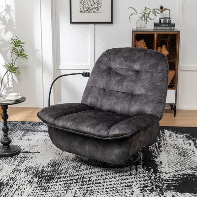 DOMETOUR Recliner Reclining Lazy Chair, Mobile Phone Holder, Large And Comfortable Reading Chair, Swivel Gliding Rocking Chair, Gold-Stamped Velvet