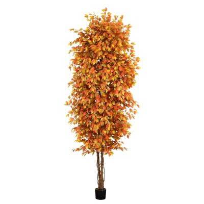 Nearly Natural 10-ft Autumn Ficus Artificial Fall Tree