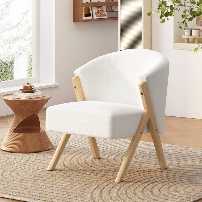 CAVINAS Velvet Accent Chair with Mid-Height Curved Back and Metal Legs,Modern Upholstered Living Room Chairs,Reading Chairs for Living Room
