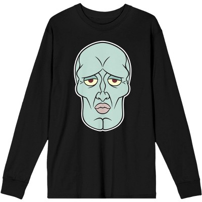 Spongebob Squarepants Squidward Tentacles Mens Black Graphic Long Sleeve Tee