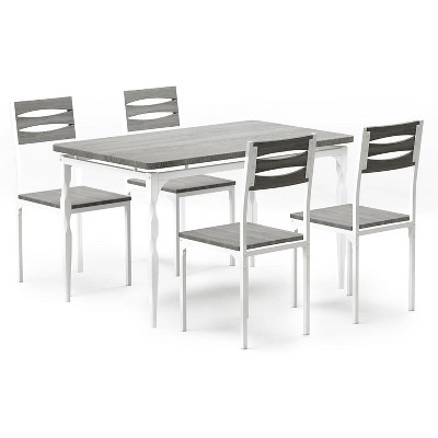 5-Piece Industrial Dining Table Set – Rectangular Kitchen Table with 4 Chairs for Small Spaces, Dining Room, or Apartment